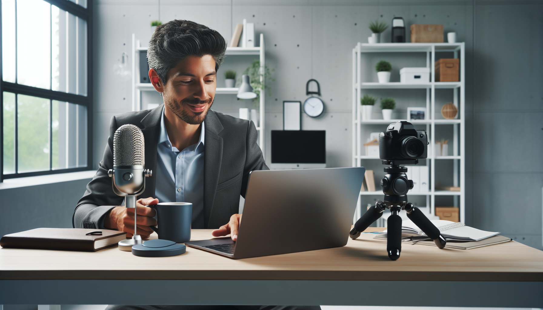 Influenciador digital tranquilo após regularizar sua empresa com a contabilidade especializada da Fluire.